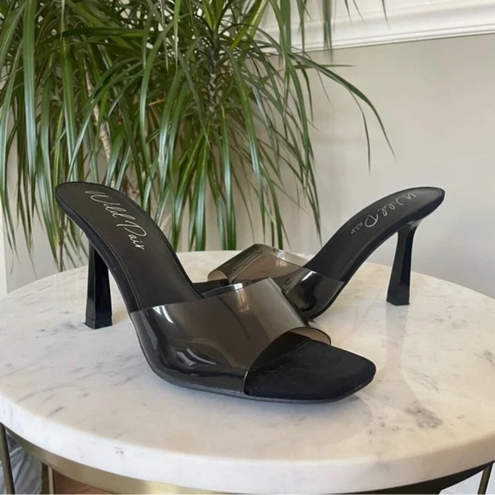 Wild Pair Black Vinyl Mules